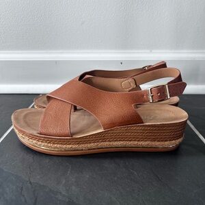 Brown Slingback Wedge Sandals
